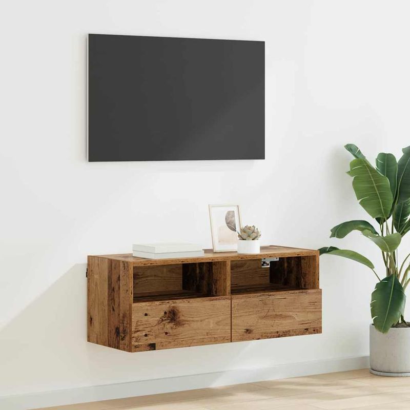 Casa si Gradina - Mobilier - Comode si corpuri - Comode - Dulap TV de perete Lemn Vechi 80 x 30 x 30 cm Lemn compozit - Infinity.ro