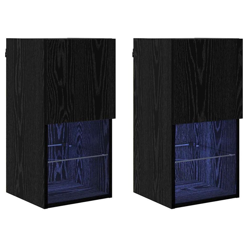 Casa si Gradina - Mobilier - Comode si corpuri - Comode - Sifonieri pentru TV montate pe perete 2 pcs Stejar Negru - Infinity.ro