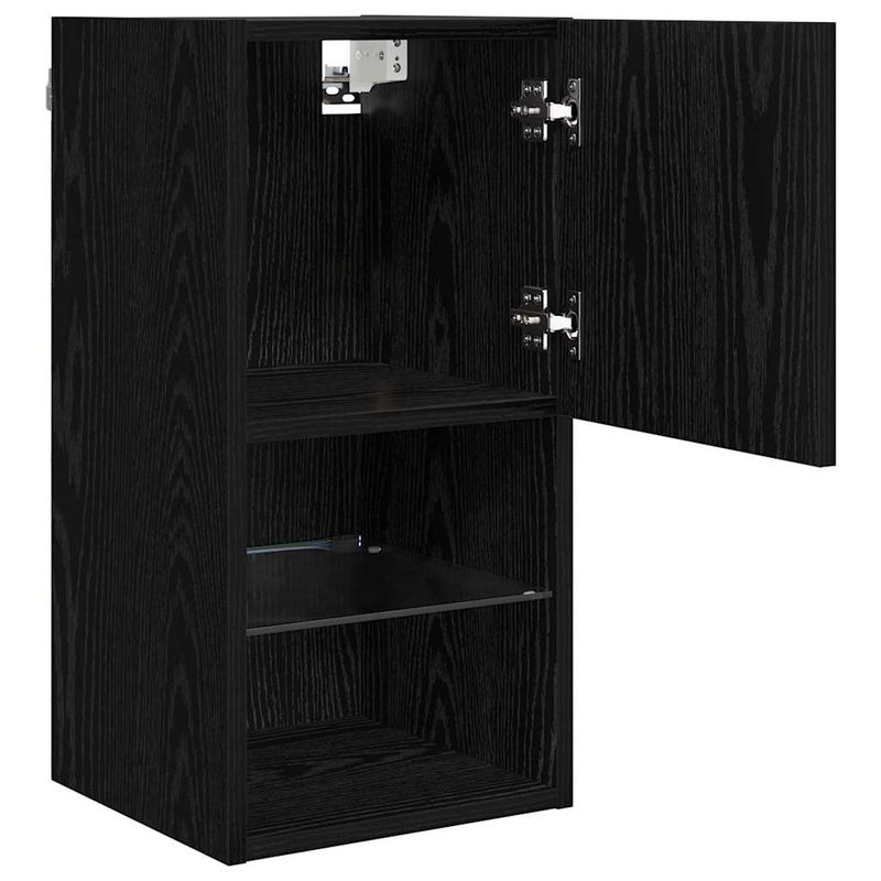 Casa si Gradina - Mobilier - Comode si corpuri - Comode - Sifonieri pentru TV montate pe perete 2 pcs Stejar Negru - Infinity.ro