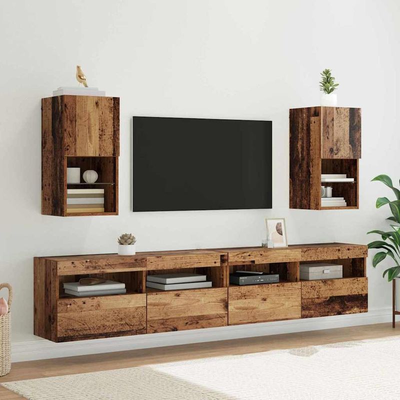 Casa si Gradina - Mobilier - Comode si corpuri - Comode - Sistem de TV montat pe perete Lemn Vechi 30,5 x 30 x 60 cm - Infinity.ro