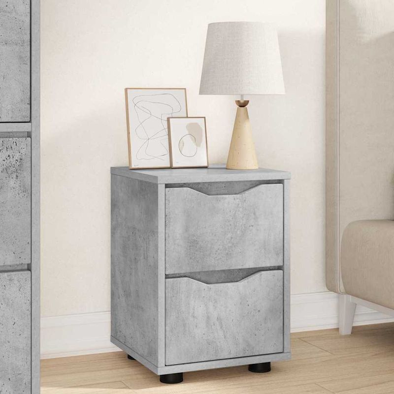 Casa si Gradina - Mobilier - Comode si corpuri - Noptiere - Noptiera Gri din beton 30,5 x 30 x 43 cm Lemn compozit - Infinity.ro