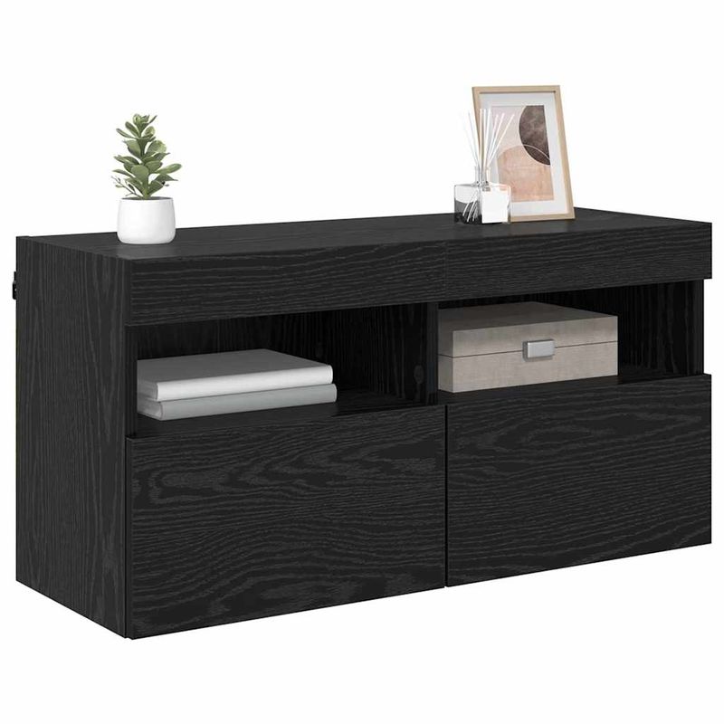 Casa si Gradina - Mobilier - Comode si corpuri - Comode - Dulap TV de perete Stejar Negru 80 x 30 x 40 cm Lemn compozit - Infinity.ro
