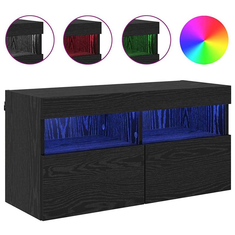 Casa si Gradina - Mobilier - Comode si corpuri - Comode - Dulap TV de perete Stejar Negru 80 x 30 x 40 cm Lemn compozit - Infinity.ro