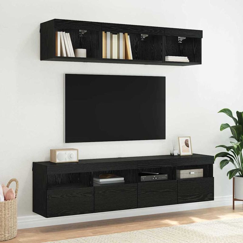 Casa si Gradina - Mobilier - Comode si corpuri - Comode - Dulap TV de perete Stejar Negru 80 x 30 x 40 cm Lemn compozit - Infinity.ro