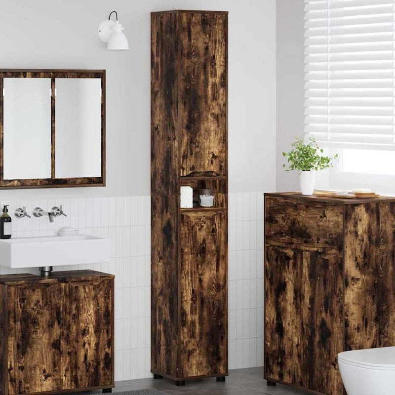 Casa si Gradina - Mobilier - Mobilier baie - Corpuri baie - Dulap de Baie Stejar fumuriu 30,5 x 30 x 195 cm Lemn compozit - Infinity.ro