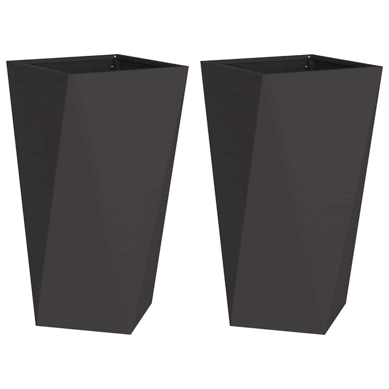 Casa si Gradina - Gradinarit si plante - Plante si ghivece - Ghivece si suporturi - Jardiniera 2 pcs Negru 40 x 40 x 75 cm Otel - Infinity.ro