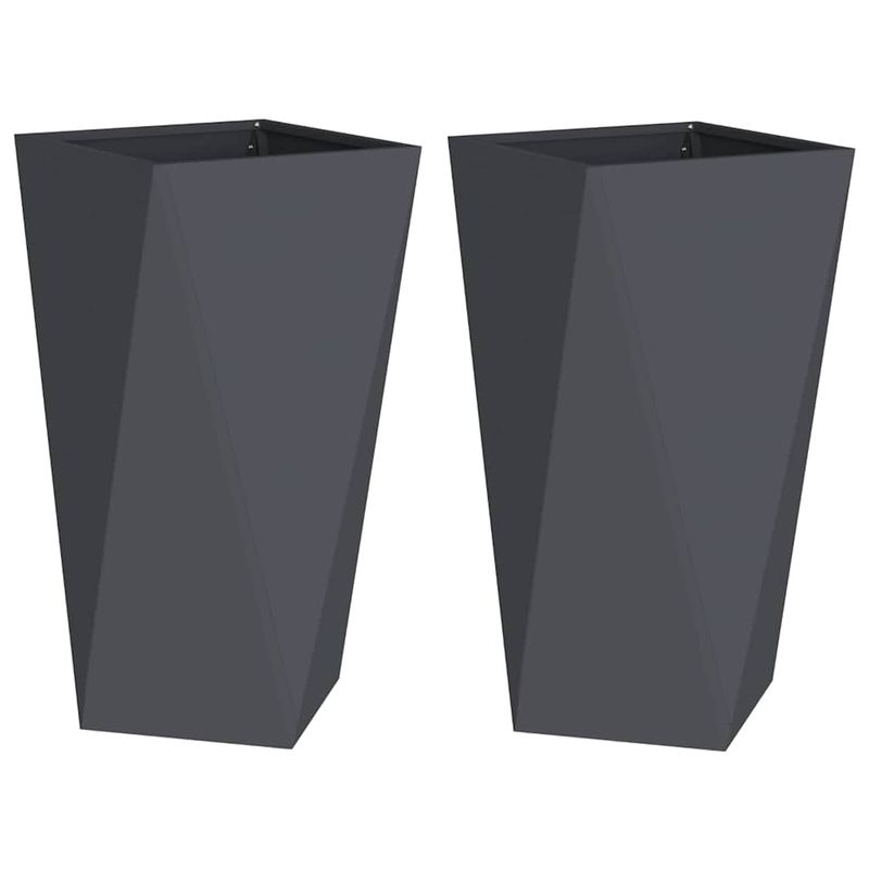 Casa si Gradina - Gradinarit si plante - Plante si ghivece - Ghivece si suporturi - Jardiniera 2 pcs Antracit 40 x 40 x 75 cm Otel - Infinity.ro