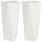 Casa si Gradina - Gradinarit si plante - Plante si ghivece - Ghivece si suporturi - Jardiniera 2 pcs Alb 30 x 30 x 75 cm Otel - Infinity.ro