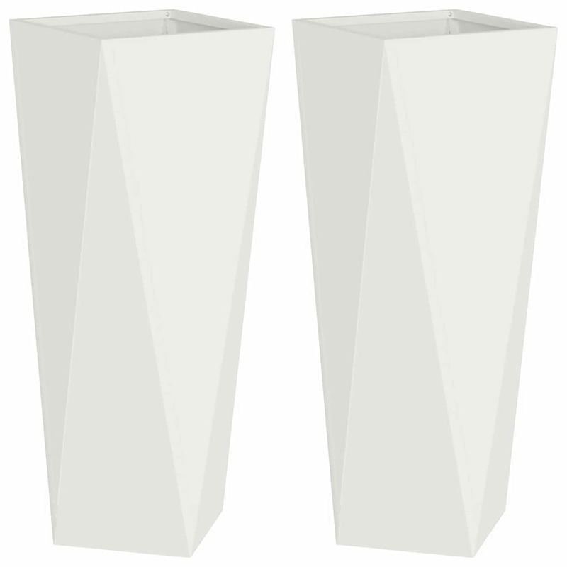 Casa si Gradina - Gradinarit si plante - Plante si ghivece - Ghivece si suporturi - Jardiniera 2 pcs Alb 30 x 30 x 75 cm Otel - Infinity.ro