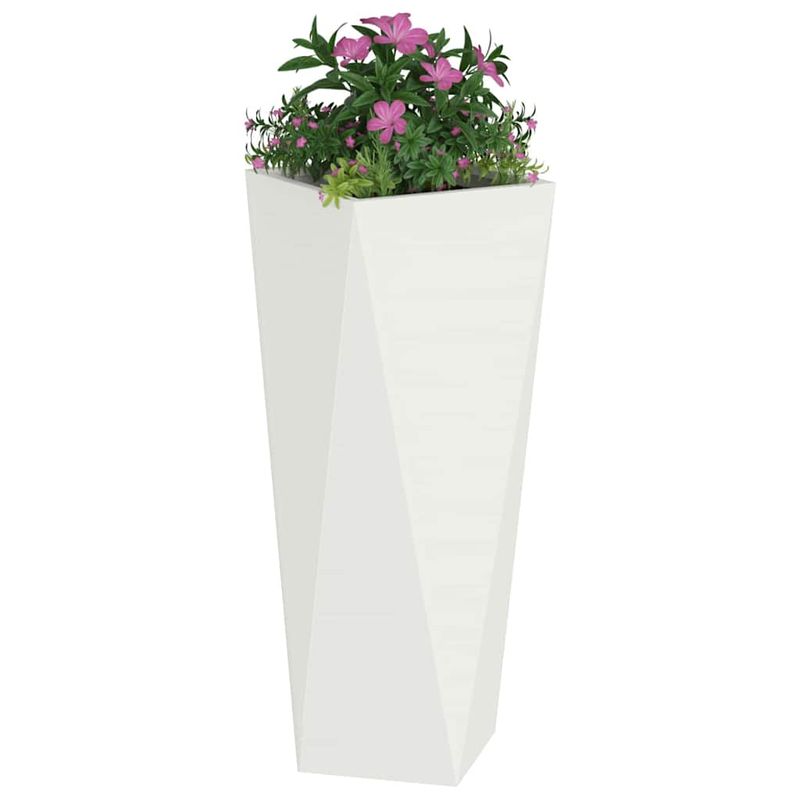 Casa si Gradina - Gradinarit si plante - Plante si ghivece - Ghivece si suporturi - Jardiniera 2 pcs Alb 30 x 30 x 75 cm Otel - Infinity.ro
