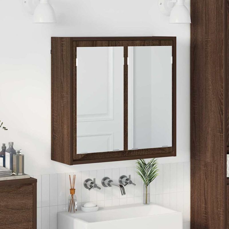 Casa si Gradina - Mobilier - Mobilier baie - Corpuri baie - Dulap cu oglinda pentru baie Stejar inchis 60 x 20 x 60 cm - Infinity.ro