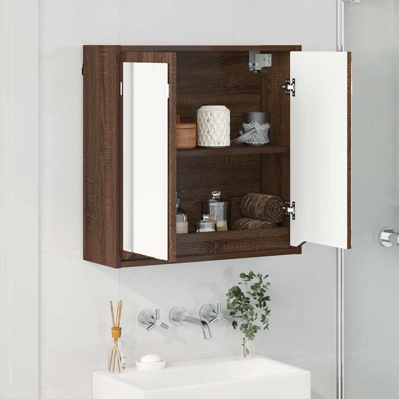 Casa si Gradina - Mobilier - Mobilier baie - Corpuri baie - Dulap cu oglinda pentru baie Stejar inchis 60 x 20 x 60 cm - Infinity.ro