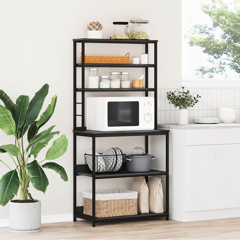 Casa si Gradina - Mobilier - Biblioteci si rafturi - Biblioteci - Raft de bucatarie Stejar Negru 80 x 40 x 168 cm Lemn compozit - Infinity.ro