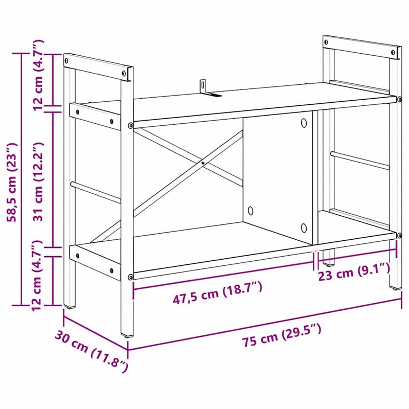 Casa si Gradina - Mobilier - Biblioteci si rafturi - Biblioteci - Raft pentru carti Stejar Negru 75 x 30 x 58,5 cm Lemn compozit - Infinity.ro