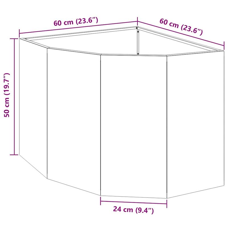 Casa si Gradina - Gradinarit si plante - Plante si ghivece - Ghivece si suporturi - Ghiveci de colt Argintiu 60 x 60 x 50 cm Otel inoxidabil - Infinity.ro