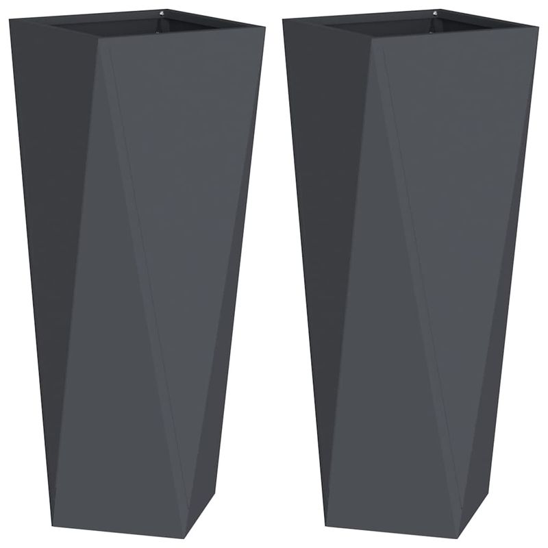 Casa si Gradina - Gradinarit si plante - Plante si ghivece - Ghivece si suporturi - Jardiniera 2 pcs Antracit 30 x 30 x 75 cm Otel - Infinity.ro