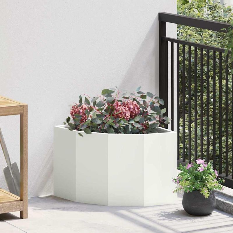 Casa si Gradina - Gradinarit si plante - Plante si ghivece - Ghivece si suporturi - Ghiveci de colt Alb 45 x 45 x 35 cm Otel - Infinity.ro