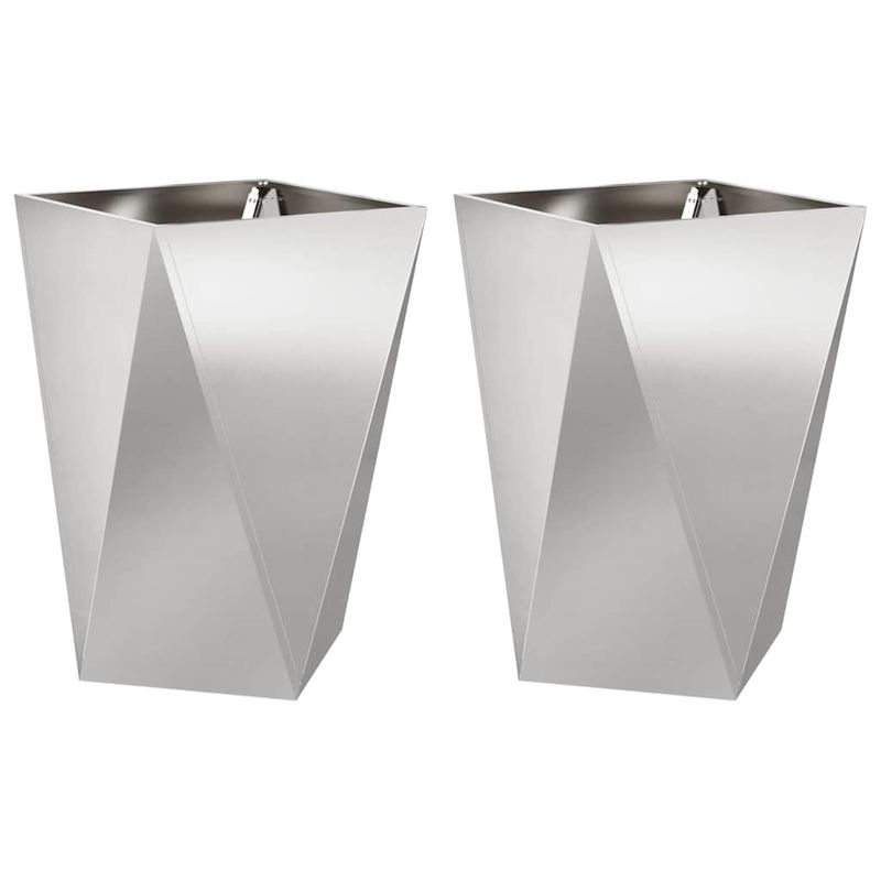 Casa si Gradina - Gradinarit si plante - Plante si ghivece - Ghivece si suporturi - Jardiniera 2 pcs Argintiu 50 x 50 x 75 cm Otel inoxidabil - Infinity.ro