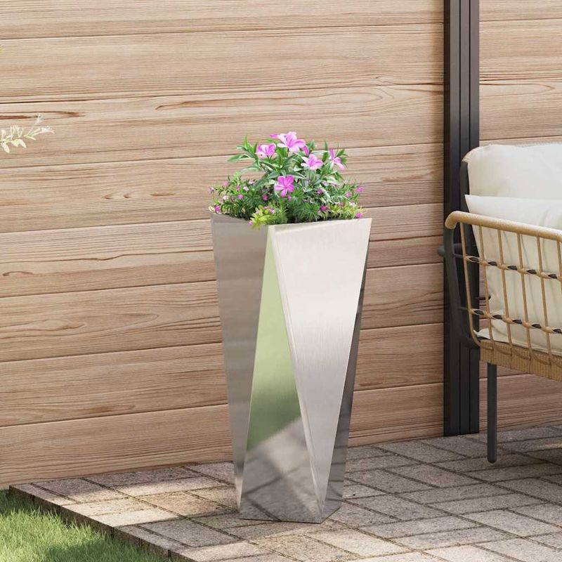 Casa si Gradina - Gradinarit si plante - Plante si ghivece - Ghivece si suporturi - Jardiniera 2 pcs Argintiu 30 x 30 x 75 cm Otel inoxidabil - Infinity.ro