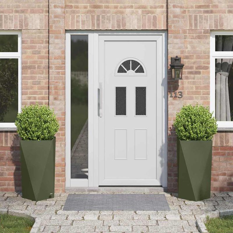 Casa si Gradina - Gradinarit si plante - Plante si ghivece - Ghivece si suporturi - Jardiniera 2 pcs Verde masliniu 40 x 40 x 75 cm Otel - Infinity.ro