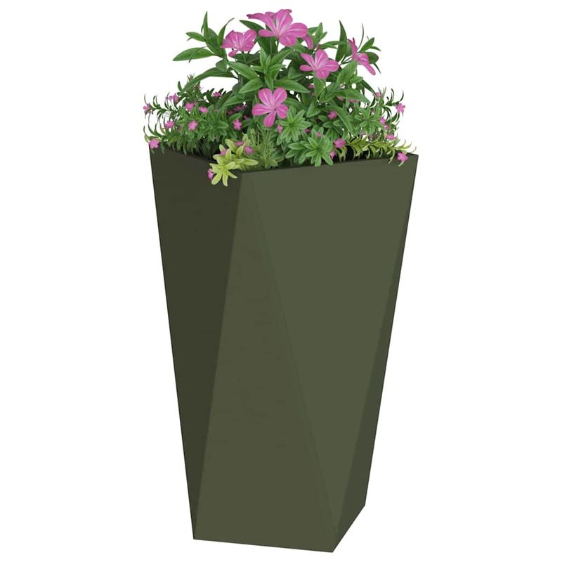 Casa si Gradina - Gradinarit si plante - Plante si ghivece - Ghivece si suporturi - Jardiniera 2 pcs Verde masliniu 40 x 40 x 75 cm Otel - Infinity.ro