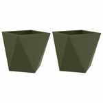 Casa si Gradina - Gradinarit si plante - Plante si ghivece - Ghivece si suporturi - Jardiniera 2 pcs Verde masliniu 40 x 40 x 40 cm Otel - Infinity.ro