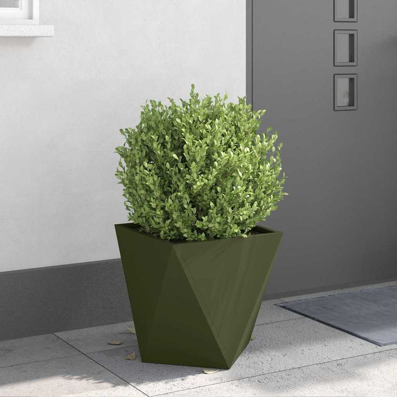 Casa si Gradina - Gradinarit si plante - Plante si ghivece - Ghivece si suporturi - Jardiniera 2 pcs Verde masliniu 40 x 40 x 40 cm Otel - Infinity.ro
