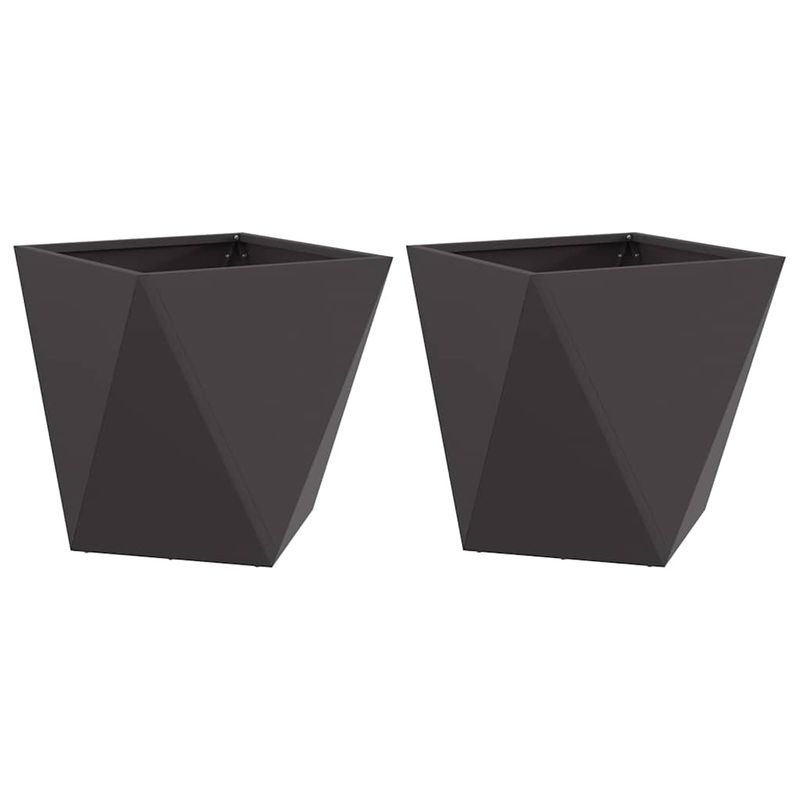 Casa si Gradina - Gradinarit si plante - Plante si ghivece - Ghivece si suporturi - Jardiniera 2 pcs Negru 50 x 50 x 50 cm Otel - Infinity.ro