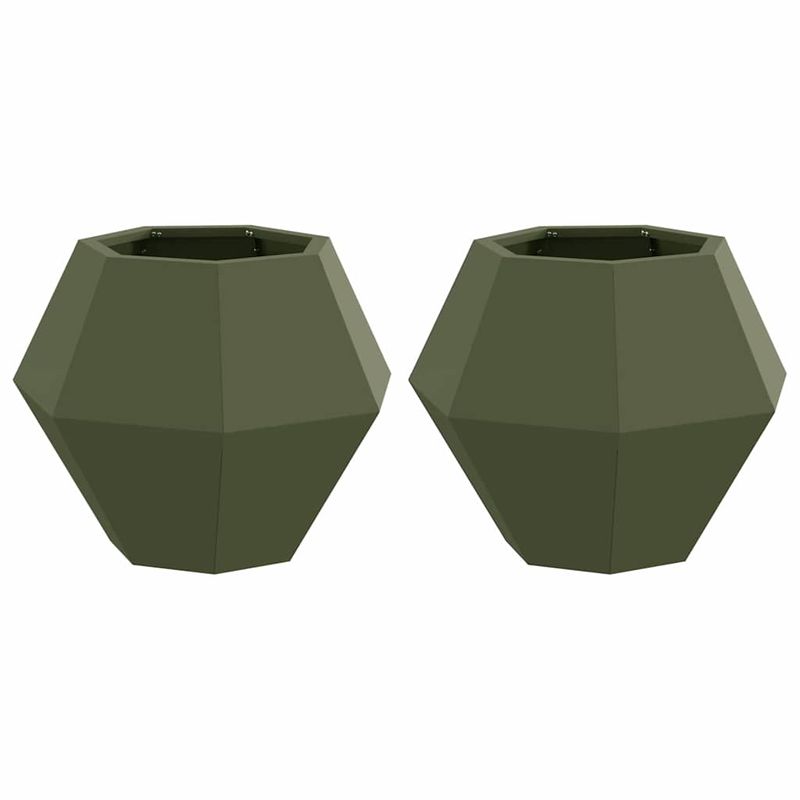 Casa si Gradina - Gradinarit si plante - Plante si ghivece - Ghivece si suporturi - Jardiniera 2 pcs Verde masliniu 50 x 50 x 40 cm Otel - Infinity.ro