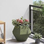 Casa si Gradina - Gradinarit si plante - Plante si ghivece - Ghivece si suporturi - Jardiniera 2 pcs Verde masliniu 50 x 50 x 40 cm Otel - Infinity.ro