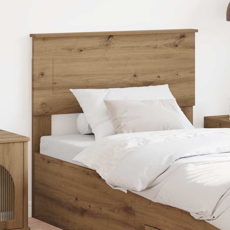 Casa si Gradina - Mobilier - Paturi si accesorii - Accesorii paturi - Tablie de pat cu aripioare maro inchis 93x23x118/128 cm textil - Infinity.ro
