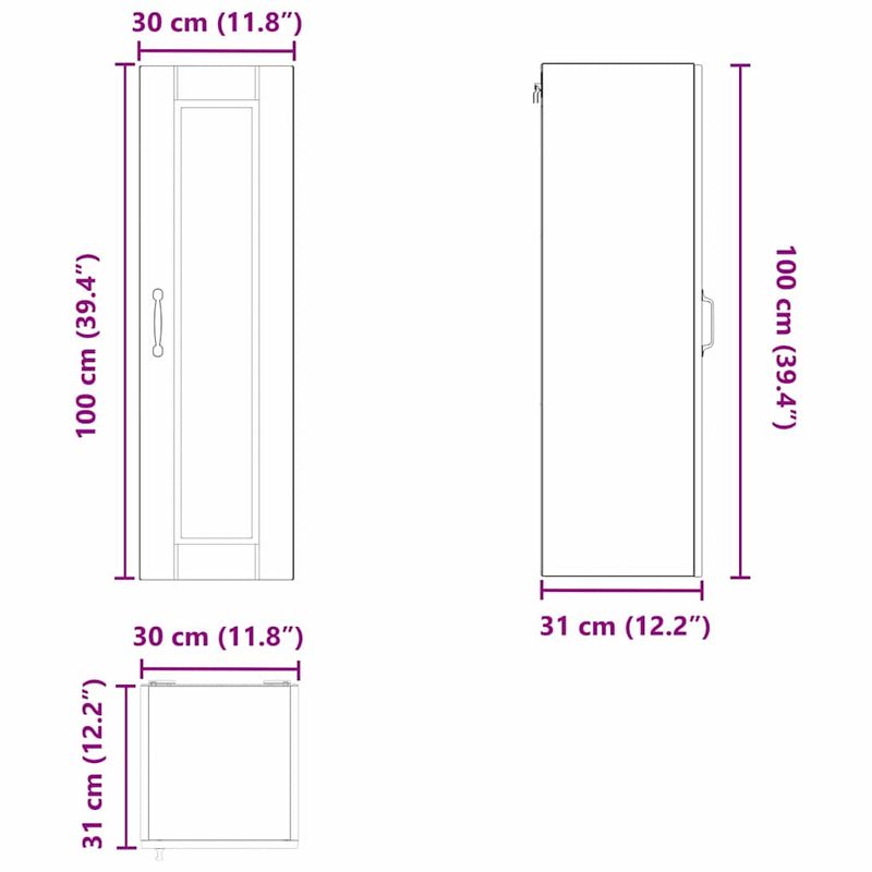 Casa si Gradina - Mobilier - Comode si corpuri - Corpuri bucatarie - Dulap suspendat de bucatarie Alb 30 x 31 x 100 cm Lemn compozit - Infinity.ro