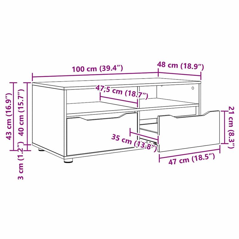 Casa si Gradina - Mobilier - Comode si corpuri - Comode - Cabinet TV cu sertar Lemn Vechi 100 x 48 x 43 cm Lemn compozit - Infinity.ro