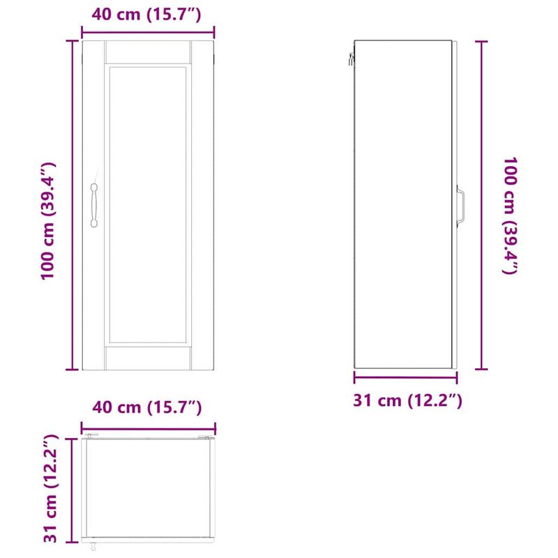 Casa si Gradina - Mobilier - Comode si corpuri - Corpuri bucatarie - Dulap suspendat de bucatarie Stejar fumuriu 40 x 31 x 100 cm - Infinity.ro