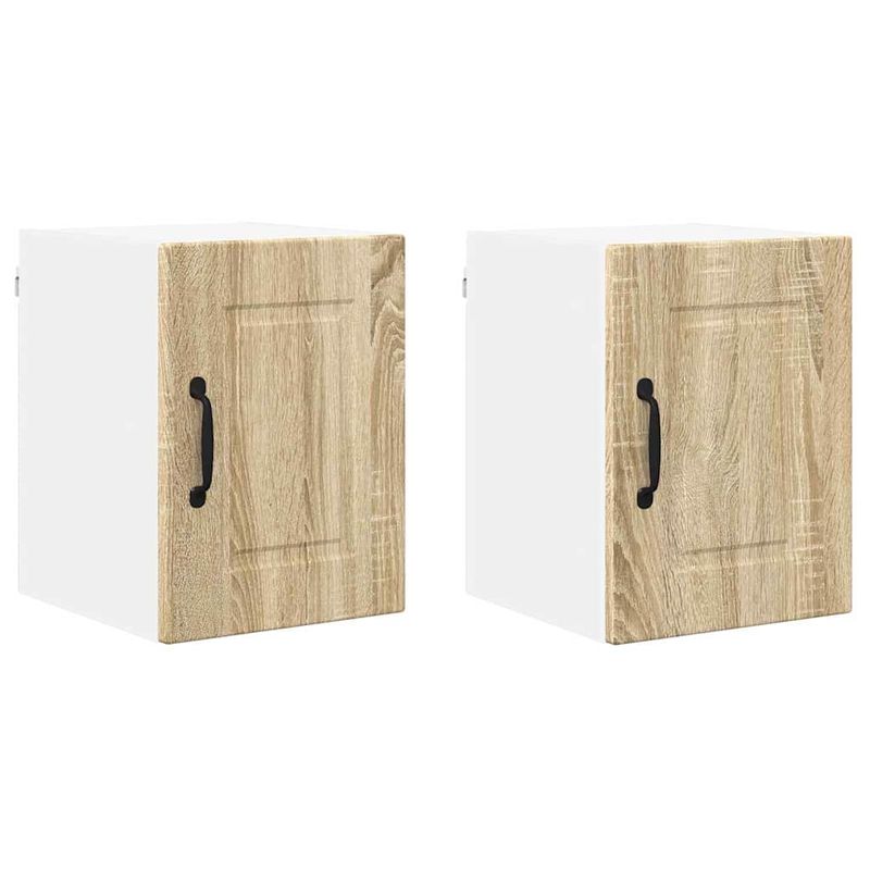 Casa si Gradina - Mobilier - Comode si corpuri - Corpuri bucatarie - Dulap suspendat de bucatarie cu raft cu usa 2 pcs Stejar Sonoma - Infinity.ro