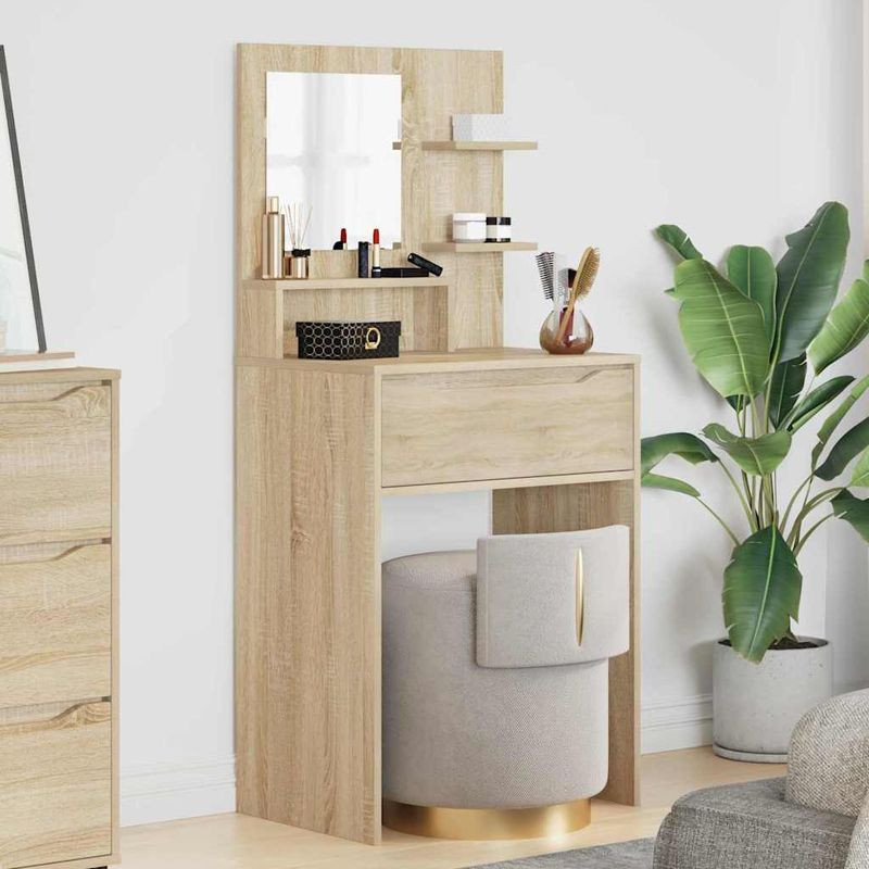 Casa si Gradina - Mobilier - Comode si corpuri - Masute de toaleta - Mese de toaleta pentru dormitor cu sertar cu raft Stejar Sonoma - Infinity.ro