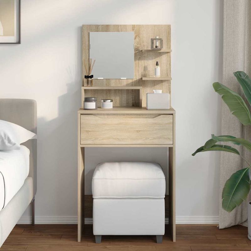 Casa si Gradina - Mobilier - Comode si corpuri - Masute de toaleta - Mese de toaleta pentru dormitor cu sertar cu raft Stejar Sonoma - Infinity.ro
