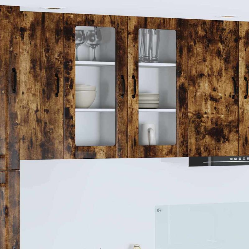 Casa si Gradina - Mobilier - Comode si corpuri - Corpuri bucatarie - Dulap suspendat de bucatarie cu raft 2 pcs Stejar fumuriu - Infinity.ro