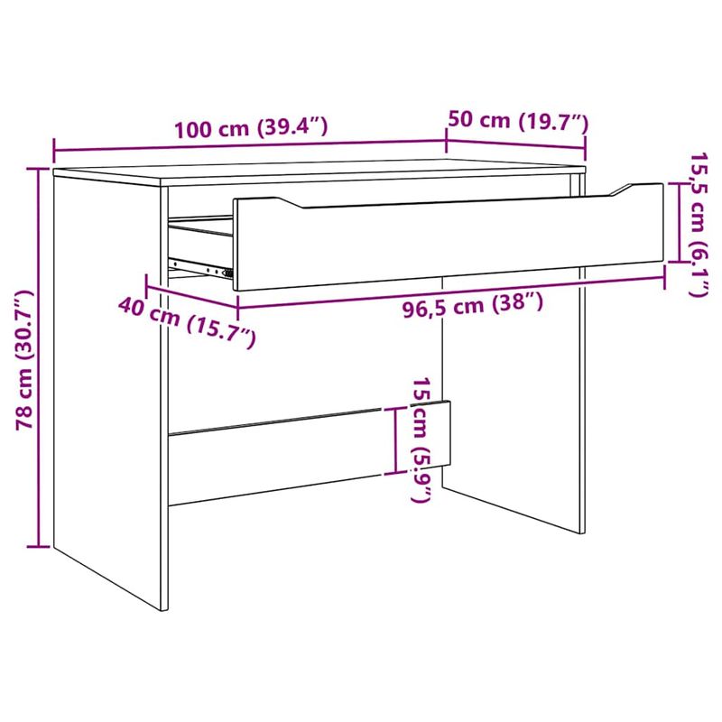 Casa si Gradina - Mobilier - Mese si birouri - Birouri - Birou cu sertar Alb lucios 100 x 50 x 78 cm Lemn compozit - Infinity.ro