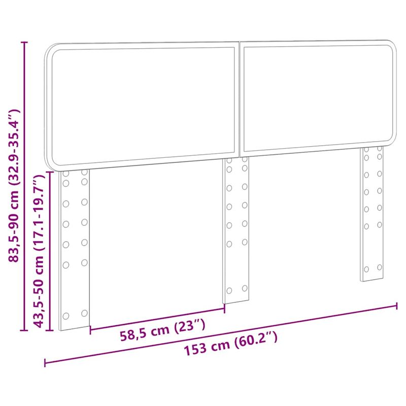 Casa si Gradina - Mobilier - Paturi si accesorii - Accesorii paturi - Tablie de pat cu LED gri inchis 183x16x78/88 cm catifea - Infinity.ro
