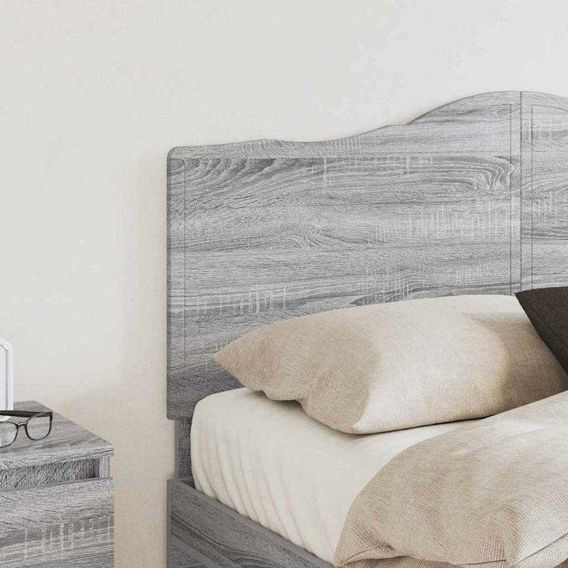 Casa si Gradina - Mobilier - Paturi si accesorii - Accesorii paturi - Tablie de pat cu aripioare gri 163x23x78/88 cm piele ecologica - Infinity.ro