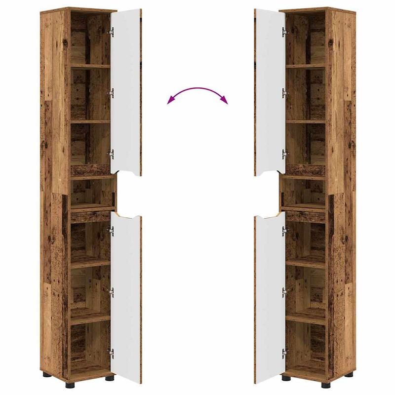 Casa si Gradina - Mobilier - Mobilier baie - Corpuri baie - Dulap de Baie Lemn Vechi 30,5 x 30 x 195 cm Lemn compozit - Infinity.ro