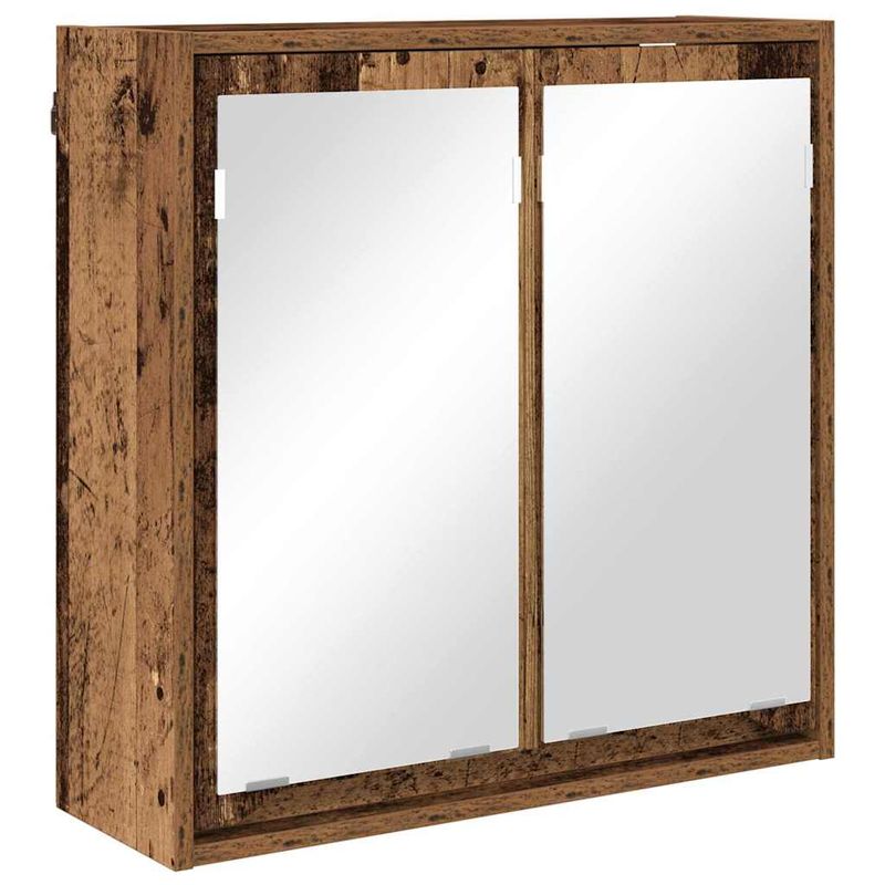 Casa si Gradina - Mobilier - Mobilier baie - Corpuri baie - Dulap cu oglinda pentru baie cu raft Lemn Vechi 60 x 20 x 60 cm - Infinity.ro