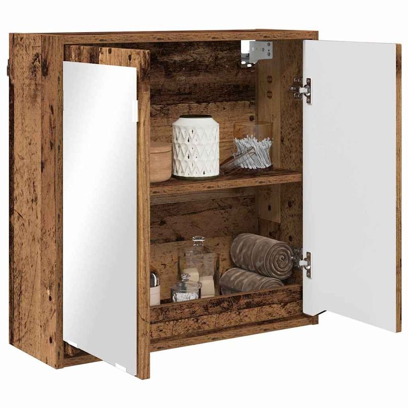 Casa si Gradina - Mobilier - Mobilier baie - Corpuri baie - Dulap cu oglinda pentru baie cu raft Lemn Vechi 60 x 20 x 60 cm - Infinity.ro