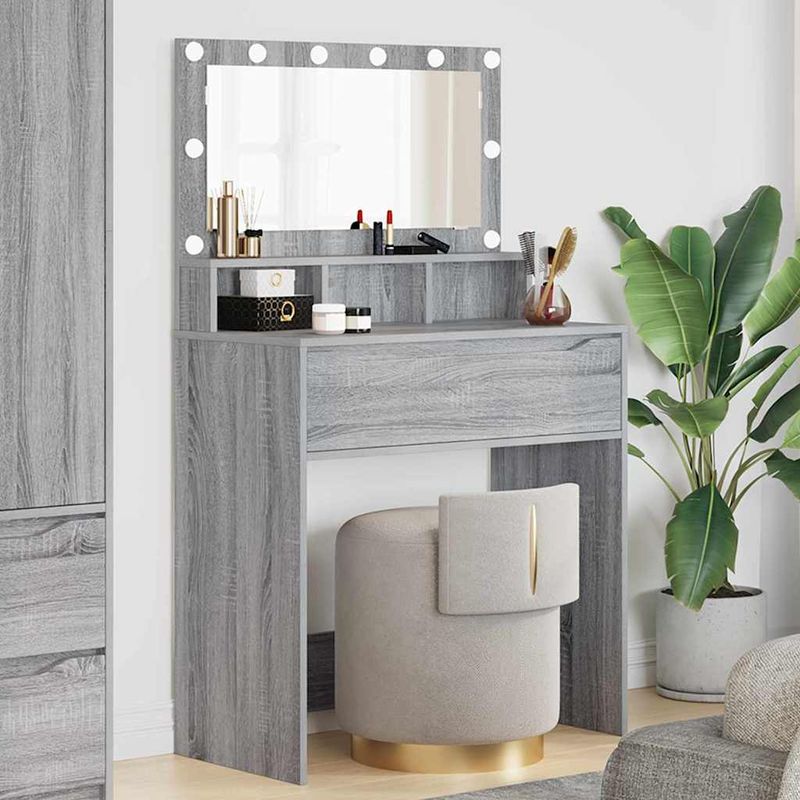 Casa si Gradina - Mobilier - Comode si corpuri - Masute de toaleta - Mese de toaleta pentru dormitor Gri Sonoma 80 x 39,6 x 135 cm - Infinity.ro