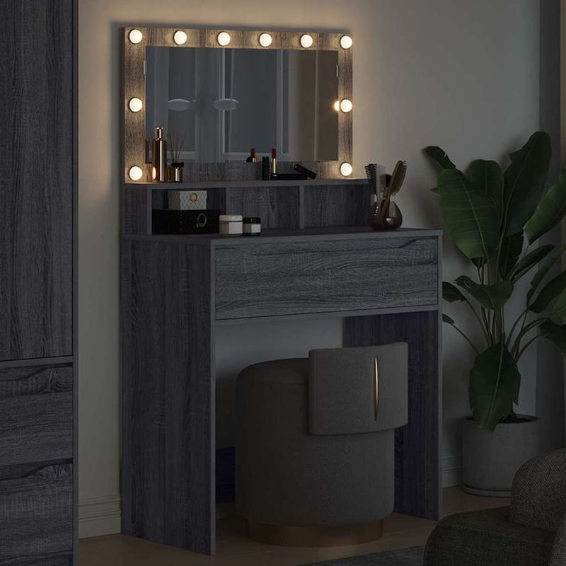 Casa si Gradina - Mobilier - Comode si corpuri - Masute de toaleta - Mese de toaleta pentru dormitor Gri Sonoma 80 x 39,6 x 135 cm - Infinity.ro