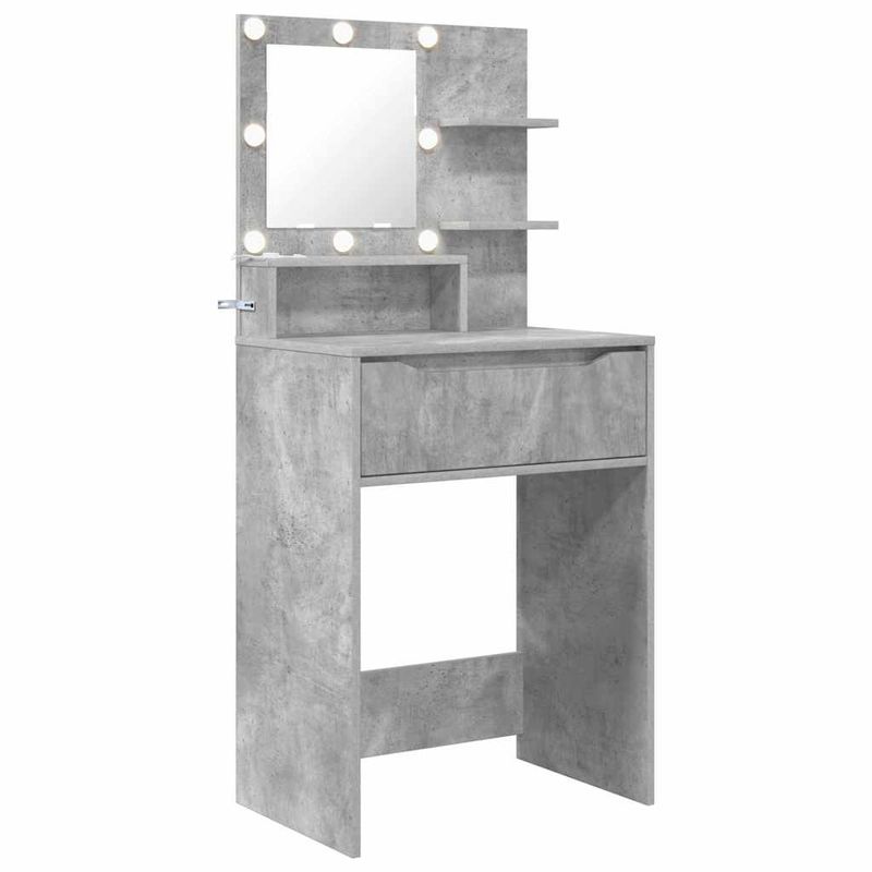 Casa si Gradina - Mobilier - Comode si corpuri - Masute de toaleta - Mese de toaleta pentru dormitor cu sertar cu raft Gri din beton - Infinity.ro