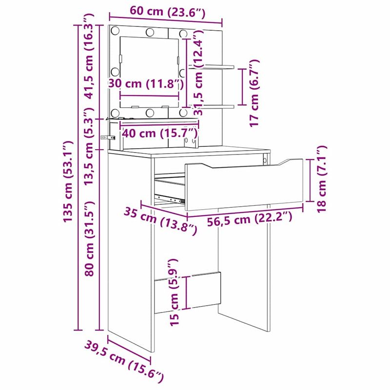 Casa si Gradina - Mobilier - Comode si corpuri - Masute de toaleta - Mese de toaleta pentru dormitor cu sertar cu raft Gri din beton - Infinity.ro