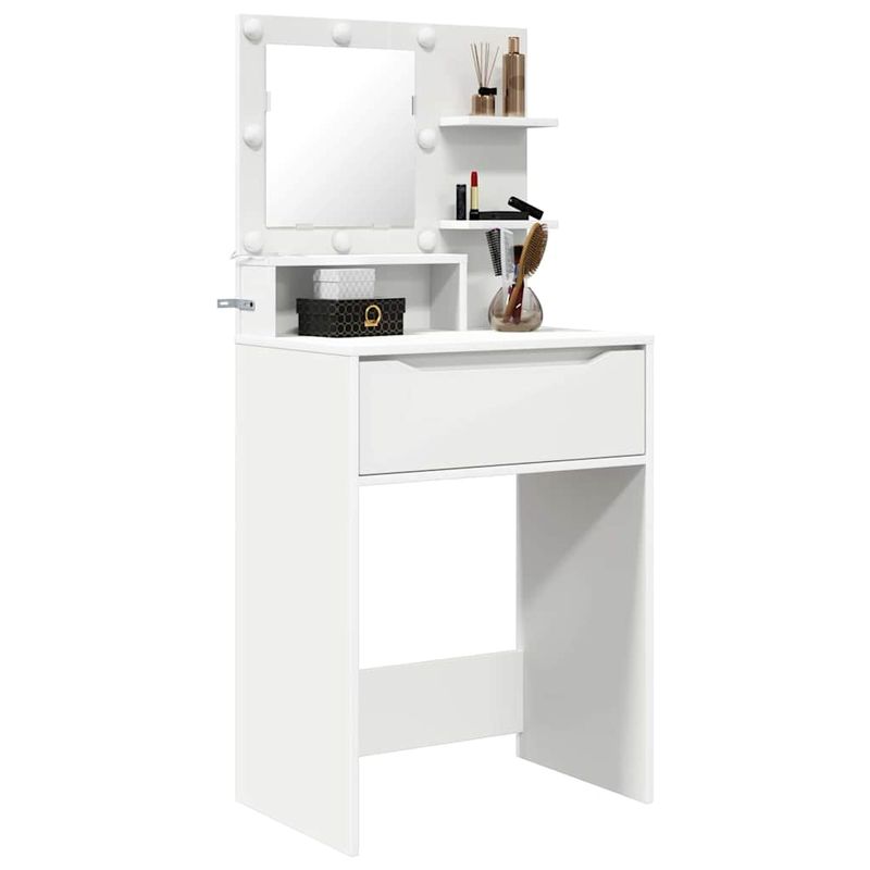 Casa si Gradina - Mobilier - Comode si corpuri - Masute de toaleta - Mese de toaleta pentru dormitor cu raft Alb 80 x 39,6 x 135 cm - Infinity.ro