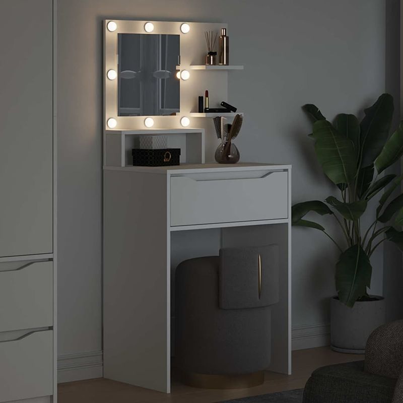 Casa si Gradina - Mobilier - Comode si corpuri - Masute de toaleta - Mese de toaleta pentru dormitor cu raft Alb 80 x 39,6 x 135 cm - Infinity.ro